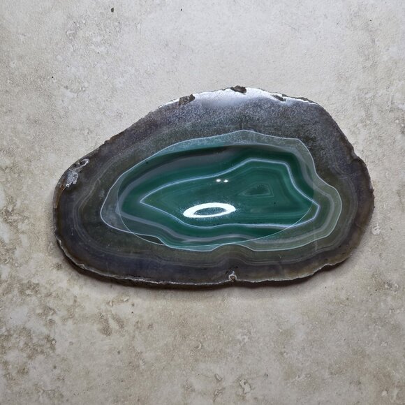 Agate Stone Slice Ashtray Trinket Soap Dish Geode Rock Crystal Polished - Picture 1 of 11